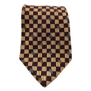 Tommy Hilfiger Checkered Fall Leaf Italian Silk Tie